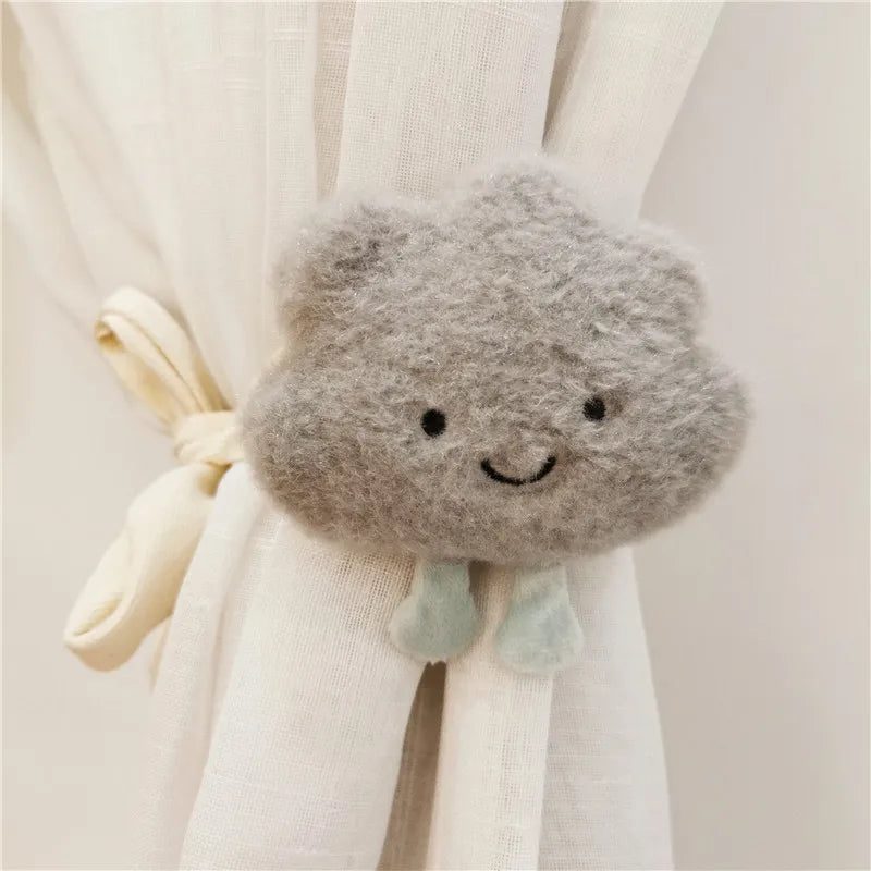 Kawaii Cartoon Doll Curtains 🌈✨ with Adorable Cloud Clips ☁️ | Cute & Cozy Kids Room Decor 🧸🌟