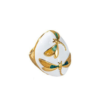 MayRZ Dragonfly Oil Drop Stainless Steel Chunky Ring 14K Gold Plated Unisex Jewelry For Men And Women Cute Accessory 💍🐉✨