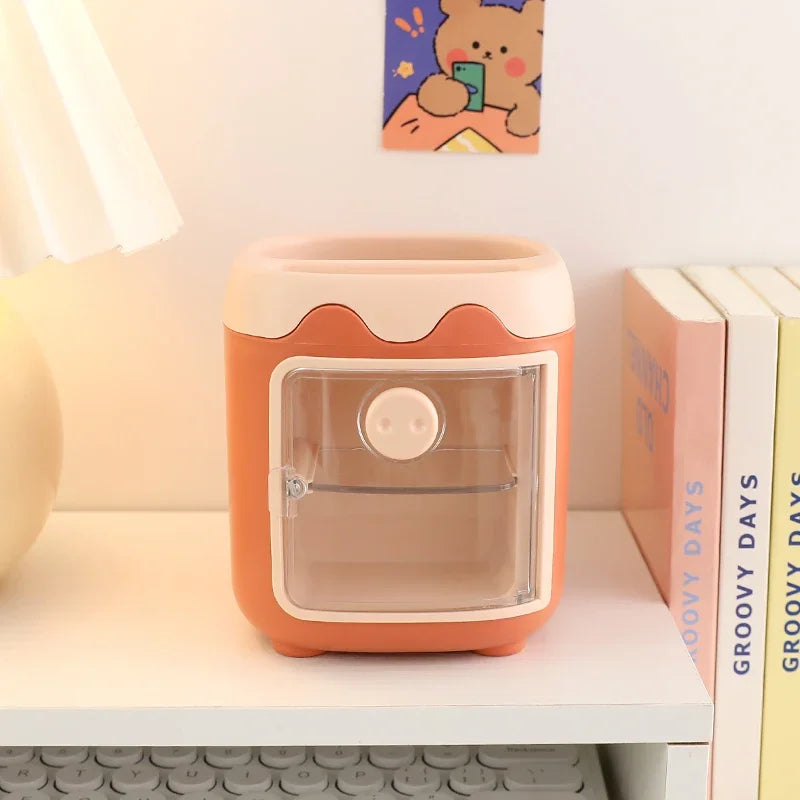 Kawaii Multi-Grid Piggy Desk Organizer 🐷✨ Cute & Fun Pencil Holder for Office Stationery! 🖊️🌈