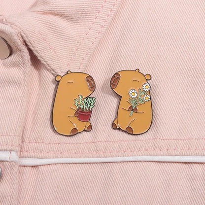 Kawaii Capybara Enamel Pins 🐾 Cute Animal Brooches for Bags & Shirts 🎒 Perfect Gift for Friends & Kids! 🌟