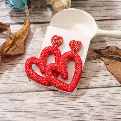 Kawaii Heart Dangle Earrings 💖✨ | Vintage Beaded Jewelry Gifts for Lovebirds 🌟💕