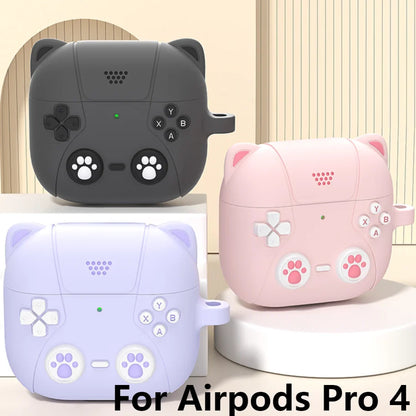 Cute Cat Paws 🐾 Silicone Case for AirPods 4 🎧 - Adorable Protection with Carabiner 🐱✨ - Pixie Quill