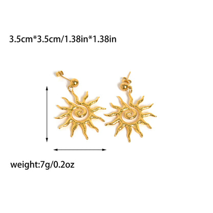 Hollow Sun Shape Stainless Steel Stud Earring For Women 14K Plated Cute Solar Charm 💖☀️ Dainty Vintage Vibe