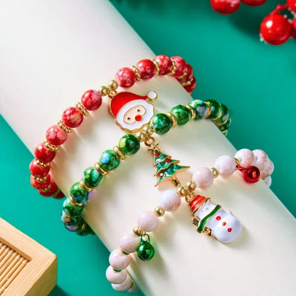 Whimsical Christmas Bracelet With Santa Snowman Star Pendant Jewelry Adjustable🎄