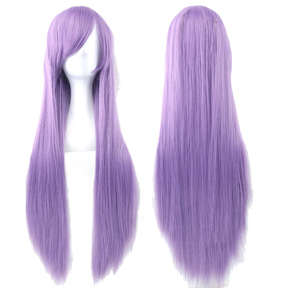 Enchanted White Purple 80cm Long Cosplay Wig for Women Synthetic Hair Straight Party Glam ✨💜