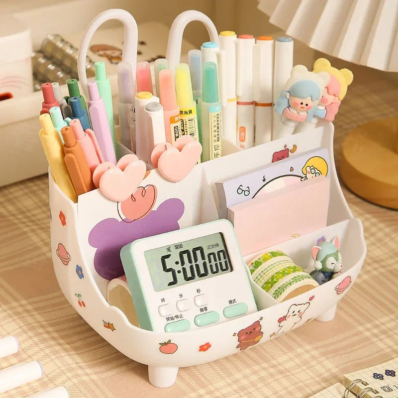 Adorable Kawaii Pen Holder 🎀 | Cute Japanese Stationery Organizer 🐱✨ | Creative Cartoon Storage Box for Students 📚💕