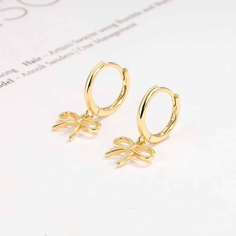 Kawaii Geometric Bow Hoop Earrings ✨💕 - Cute Minimalist Jewelry for Women! 🎀