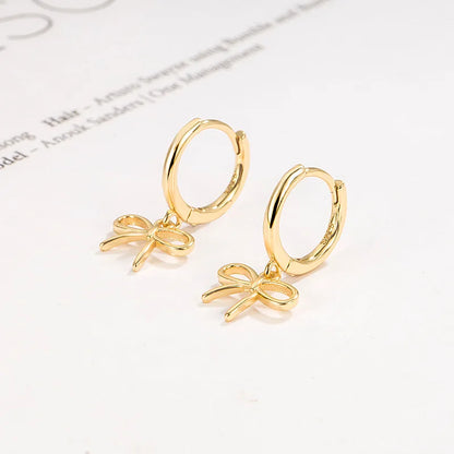 Kawaii Geometric Bow Hoop Earrings ✨💕 - Cute Minimalist Jewelry for Women! 🎀
