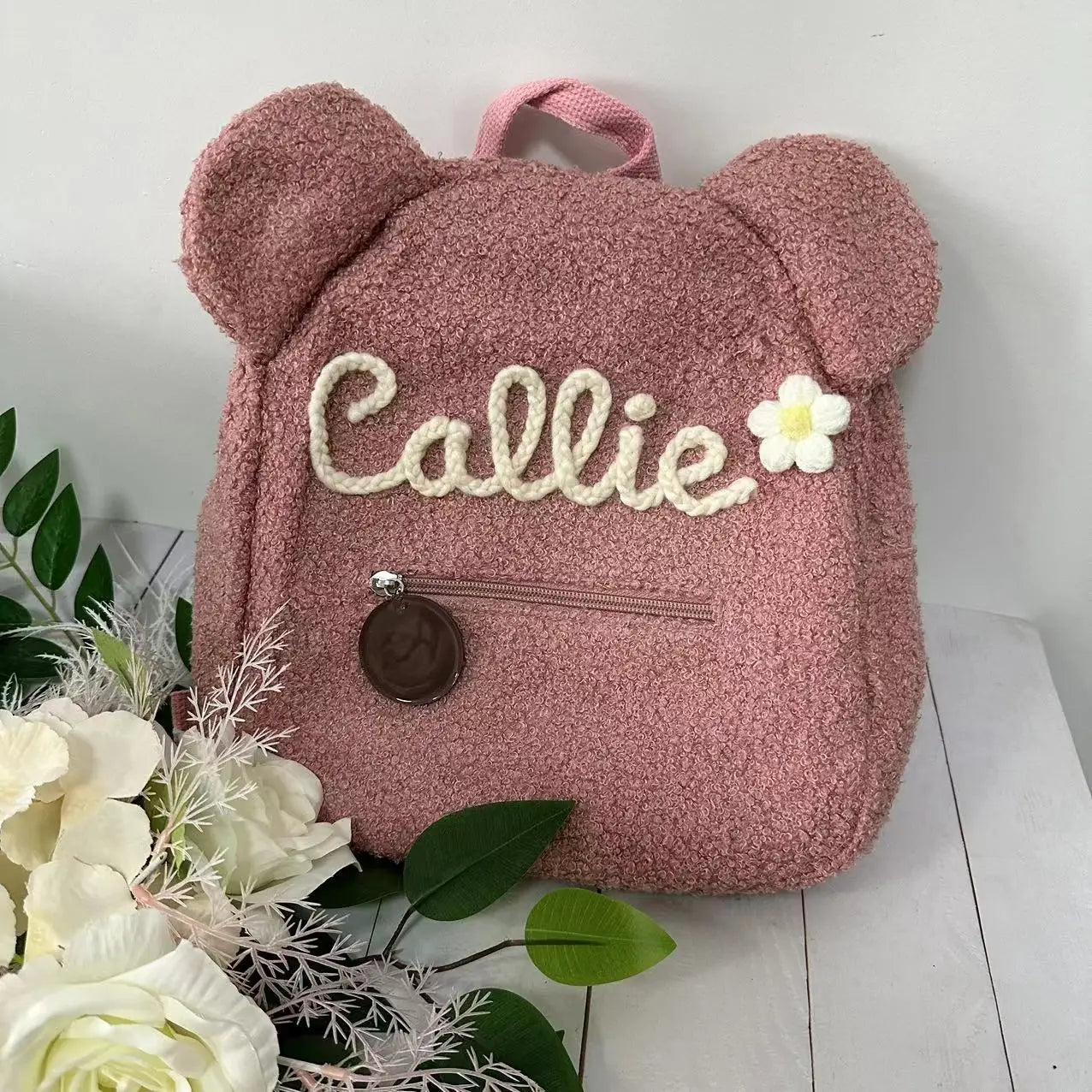 Kawaii Personalized Teddy Bear Backpack 🎒✨ Custom Name Plush Rucksack for Kids & Women 🌈 Cute Travel Bag!