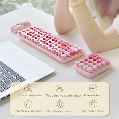 Cute & Colorful 3-in-1 Wireless Keyboard & Mouse Set 🎀✨ | Retro Kawaii Design for Desktop & Laptop 💖🖥️