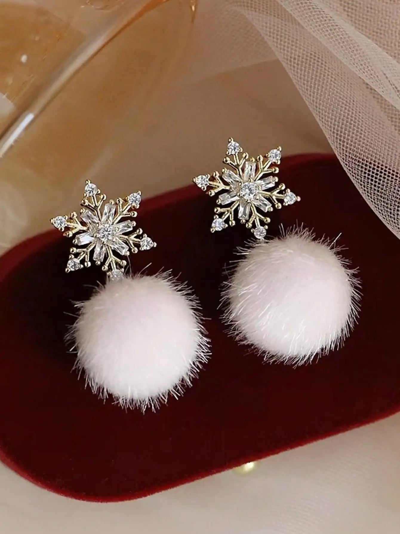 Cute Pom Pom Ball Bow Snowflake Elk Earrings For Women And Girls 🎀✨