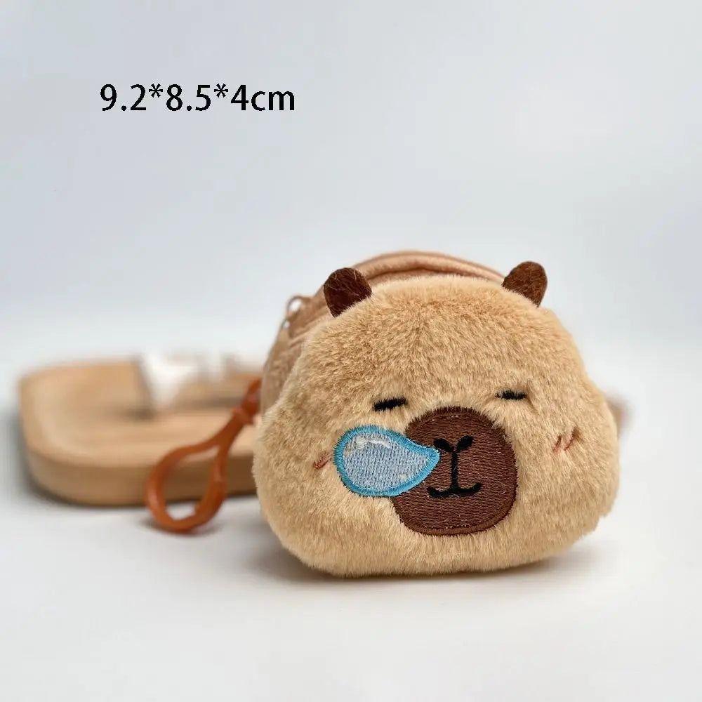 Kawaii Capybara Plush Coin Purse 🐾✨ Cute Cartoon Round Bag for Headphones & More! 🎀