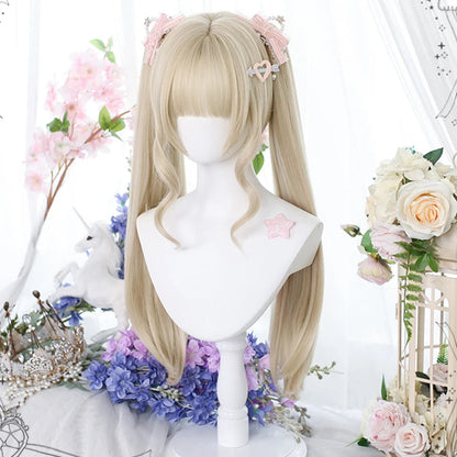 Cute Ombre Blonde & Black Double Ponytail Lolita Wig 🎀✨ - Kawaii Cosplay Hair with Bangs for Harajuku Style! 💖👸
