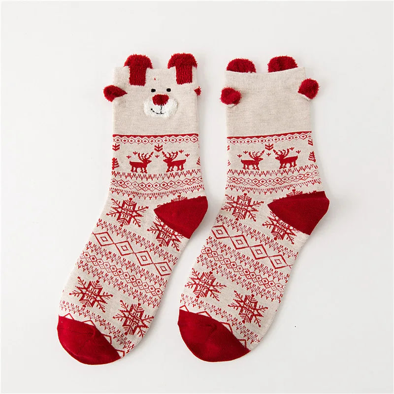 Cozy Two Pair Christmas Socks For Women And Kids Santa Deer Knit Warm 🧦🎄
