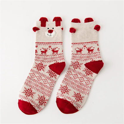 Cozy Two Pair Christmas Socks For Women And Kids Santa Deer Knit Warm 🧦🎄