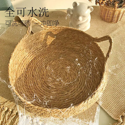 🌟 Cozy Rattan Cat Cuddle Basket 🐾 Soft & Snuggly Donut Bed for Your Furry Friend! 🌙