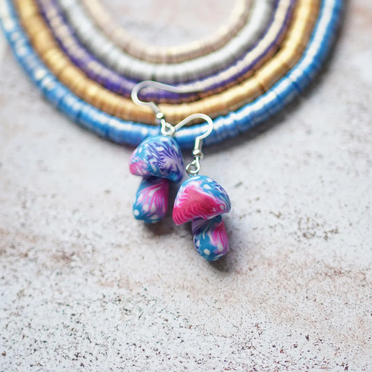 Whimsical Mushroom Clay Earrings For Girls Colorful Dangle Earrings 🍄✨