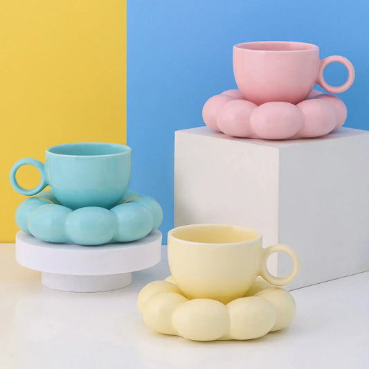 Kawaii Cloud Mug & Plate Set ☁️☕ | Adorable Ceramic Gift Box for Cozy Sips 🌈✨