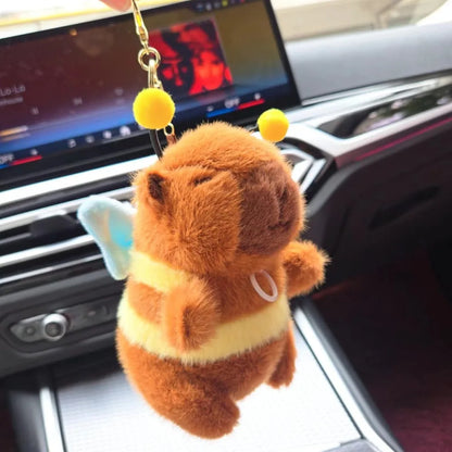 Kawaii Brown Capybara Keychain 🐹✨ Adorable Plush Doll with Funny Fluttering Wings - Perfect Bag Pendant! 🎉