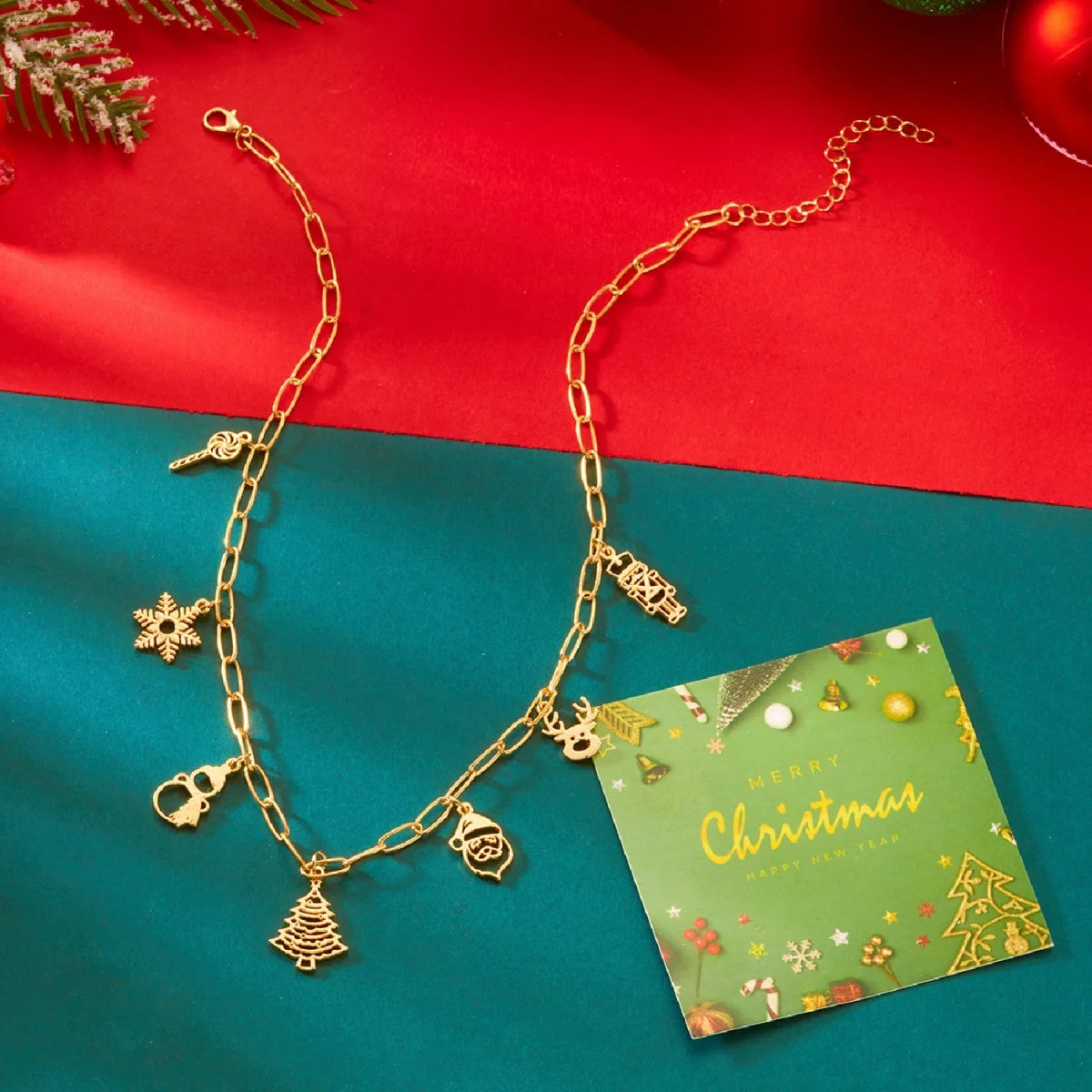 Whimsical Santa Snowman Necklace Pendant 🎄 Snowflake Candy Cane Charm Unisex