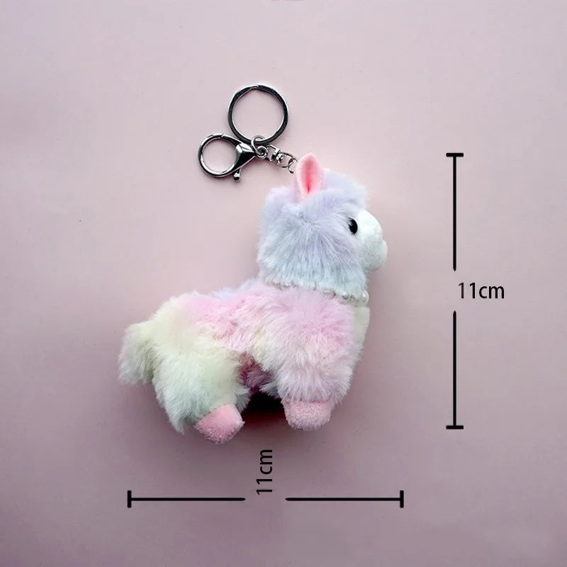 Kawaii Plush Alpaca Keychain 🦙✨ - Adorable Rainbow Animal Bag Charm for Women 🎒💕