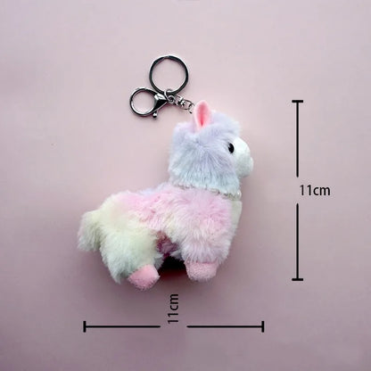 Kawaii Plush Alpaca Keychain 🦙✨ - Adorable Rainbow Animal Bag Charm for Women 🎒💕