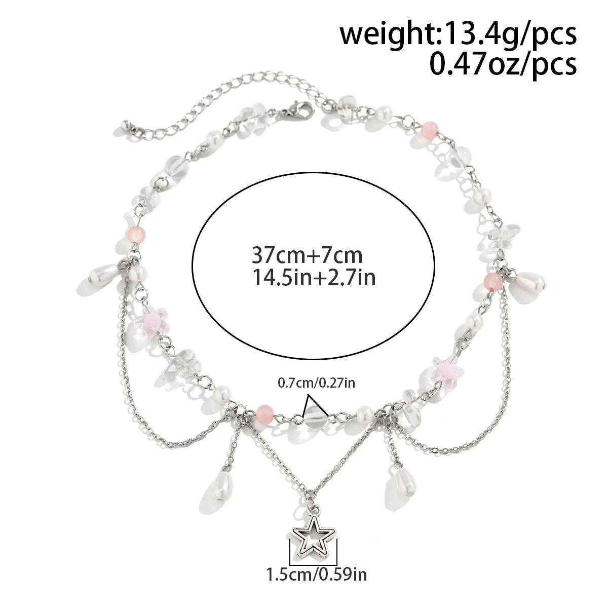 Kawaii Starry Tassel Necklace 🌟✨ | Cute Imitation Pearl Pendant for Weddings & Parties 💖🎉