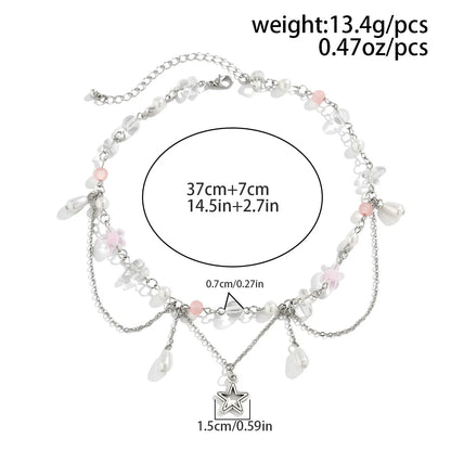 Kawaii Starry Tassel Necklace 🌟✨ | Cute Imitation Pearl Pendant for Weddings & Parties 💖🎉