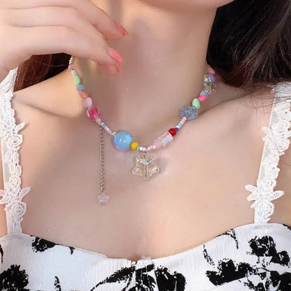 ✨Glimmering Candy Star Clavicle Chain Necklace 🌈 - Vibrant Y2K Charm for Your Dreamy Adventures! 🌟