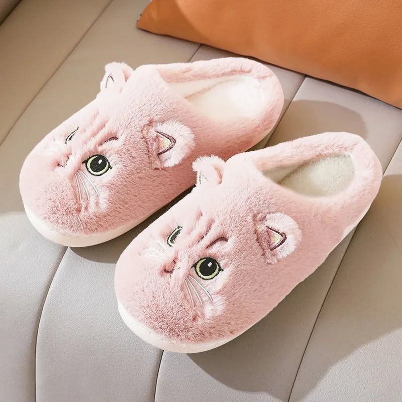 Fluffy Cat Slippers For Women And Men Warm Indoor Plush Slides 🐾😺❄️