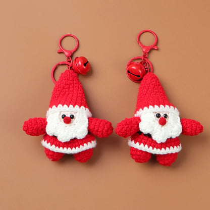 Whimsical Crochet Santa Keychain Plush Ornament Handmade Xmas Decor 🎄🧶