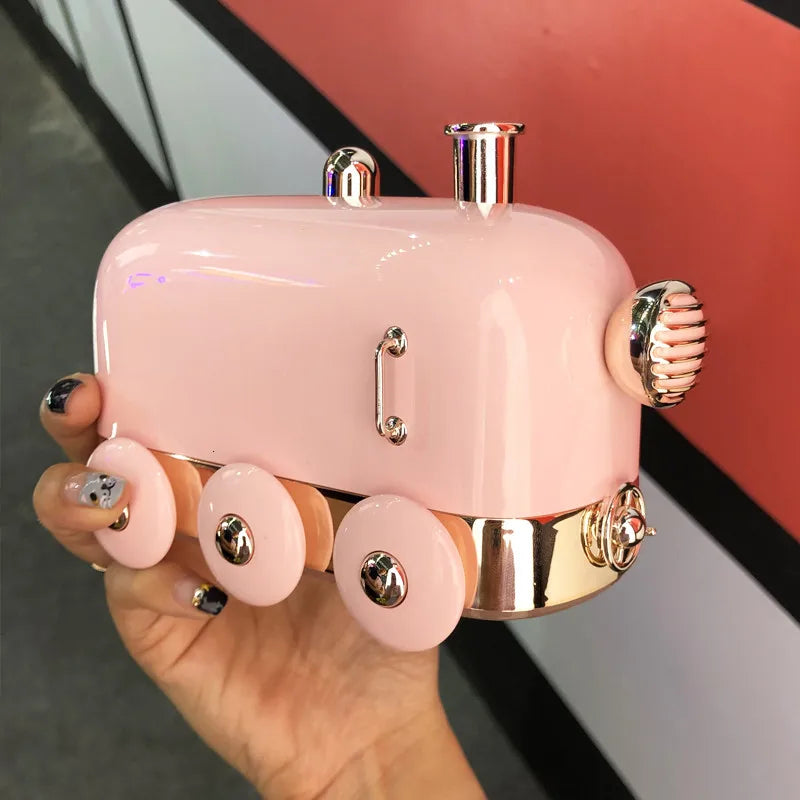 Kawaii Mini Train Ultrasonic Humidifier 🌈✨ | 300ml Retro Aroma Diffuser for Home & Office 🌸💧