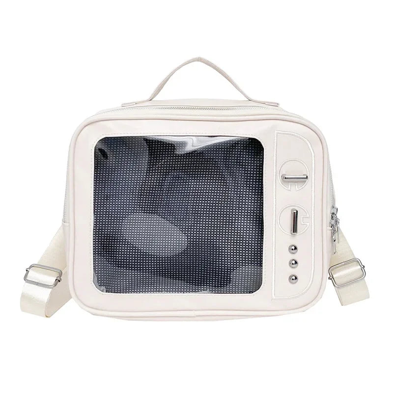 Adorable TV Design Ita Bag Ulzzang Style Crossbody With Transparent Pocket 👜