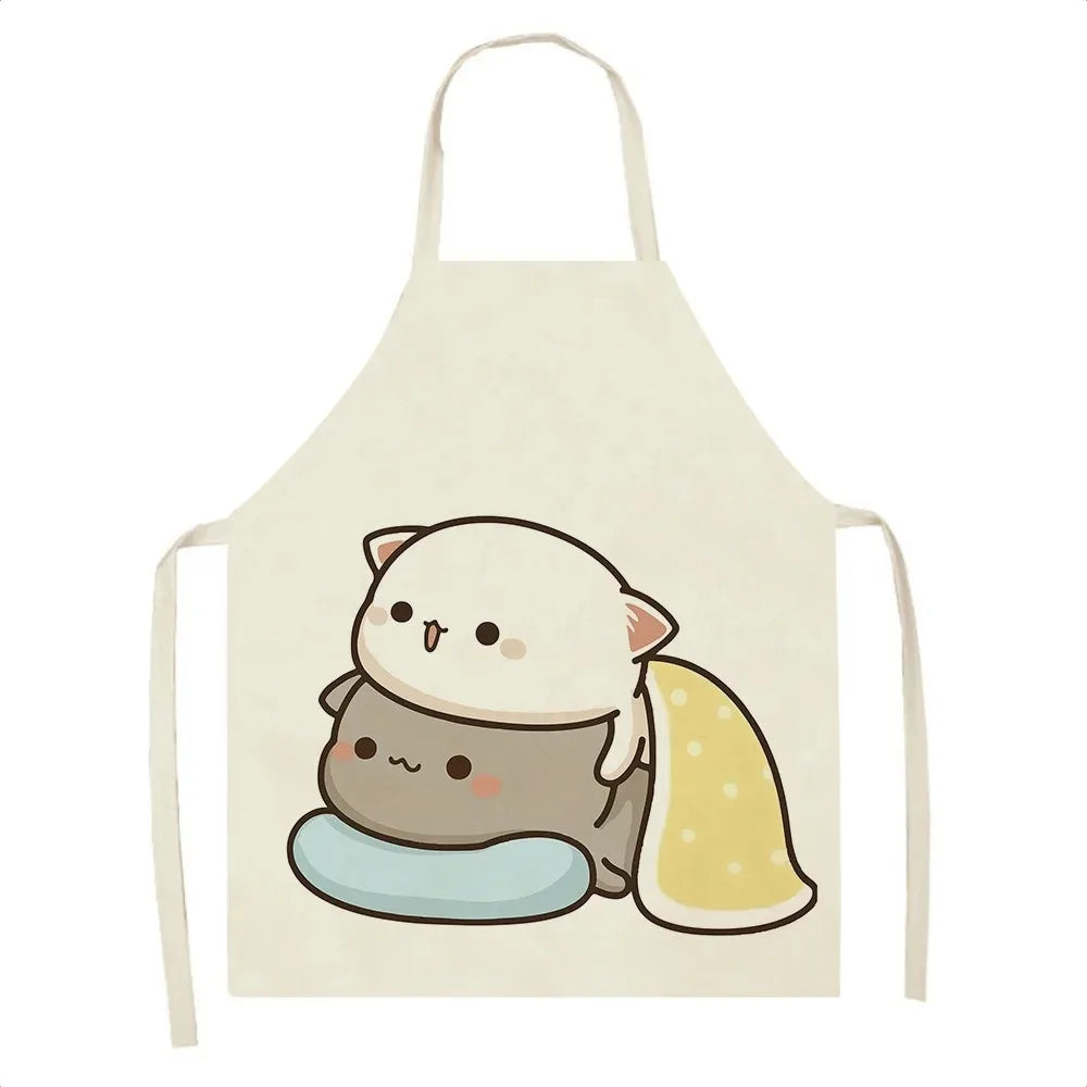 Cute Cartoon Cat Cooking Apron 💕🐱 - Fun & Mess-Free for Couples in the Kitchen 🍳👩‍🍳 - Pixie Quill