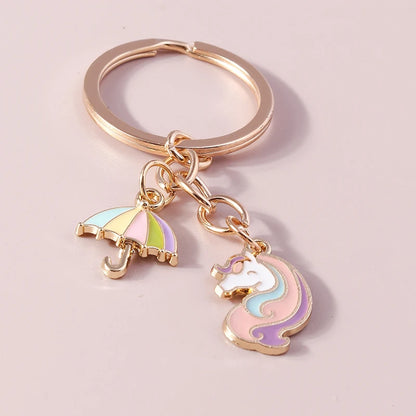 Kawaii Unicorn Castle Keychain 🦄✨ Cute Enamel Pendant for Girls & Women - Perfect DIY Handbag Accessory & Gift! 🎁🌈