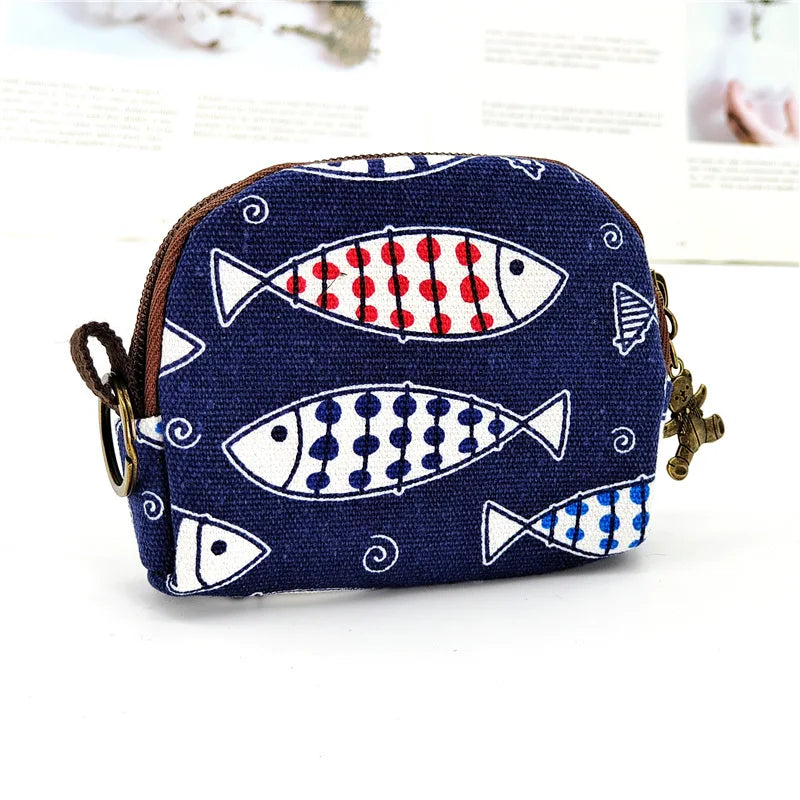 Kawaii Canvas Cartoon Keychain Wallet 🌈✨ | Adorable Mini Card & Coin Purse for Kids & Ladies 💖👜