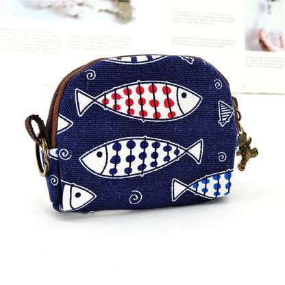 Kawaii Canvas Cartoon Keychain Wallet 🌈✨ | Adorable Mini Card & Coin Purse for Kids & Ladies 💖👜