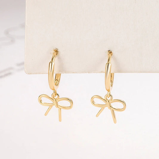 Kawaii Geometric Bow Hoop Earrings ✨💕 - Cute Minimalist Jewelry for Women! 🎀