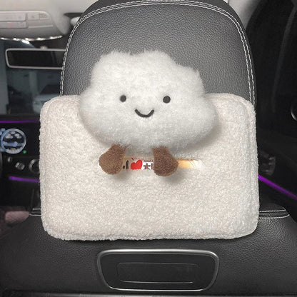 Kawaii Cloud & Flower Plush Tissue Box Holder 🌸☁️ - Adorable Car Napkin Organizer for Back Seat & Armrest! 🚗✨
