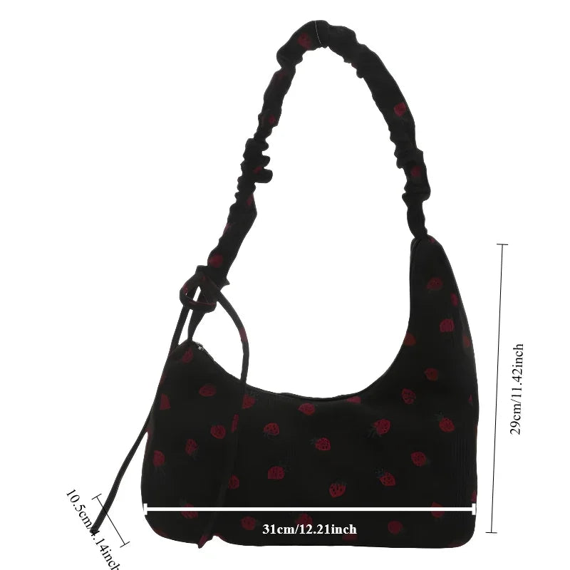 🍓Cute Corduroy Strawberry Shoulder Bag 🌟 Soft & Versatile Crossbody for Trendy Students! 💖 - Pixie Quill