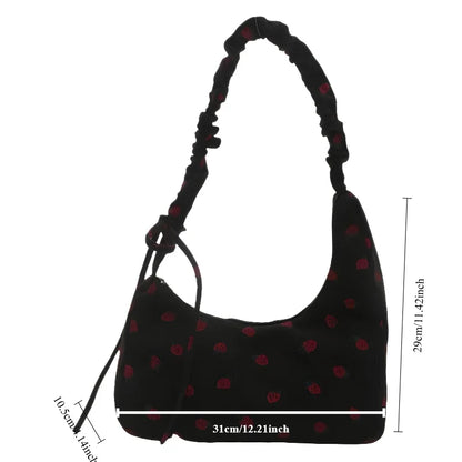 🍓Cute Corduroy Strawberry Shoulder Bag 🌟 Soft & Versatile Crossbody for Trendy Students! 💖 - Pixie Quill