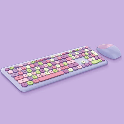Kawaii Colorful Macaron Wireless Keyboard & Mouse Set 🍫✨ - Cute & Silent for Girls!