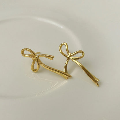 ✨ Cute Bowtastic 18K Gold Plated Stud Earrings 🎀 | Adorable Fashion Jewelry for Trendy Women 🌟 | Perfect Gift for Any Occasion! 🎁
