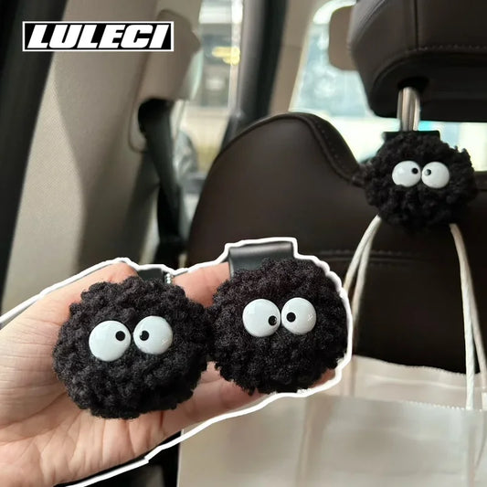 Kawaii Coal Ball Car Seat Back Hook 🌟 Cute Organizer for Food, Handbags & Clothes 🎀 Adorable Car Decor!