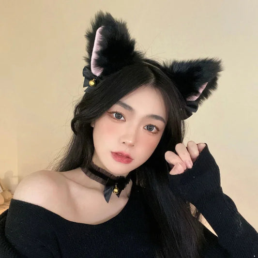 Plush Fox Ears Headband 🎀 | Kawaii Animal Cosplay Hair Accessory 🦊✨