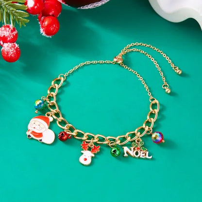 Whimsical Christmas Bracelet With Santa Snowman Star Pendant Jewelry Adjustable🎄