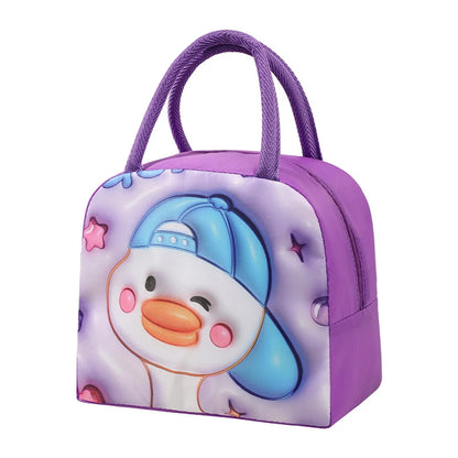 Kawaii 3D Animal Pattern Bento Bag 🐻🍱 | Large Capacity Insulated Lunch Tote for Kids & Adults 🌈✨
