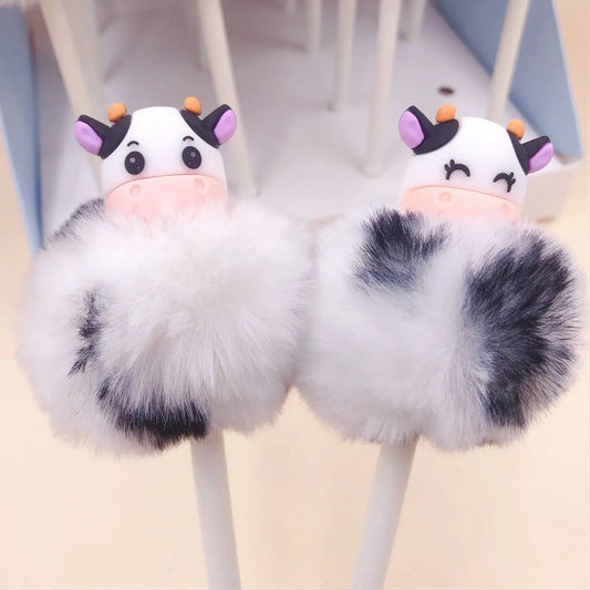 Kawaii Cow Plush Gel Pen 🐄✨ | Cute Stationery Gift for School & Office Supplies 🌸✏️