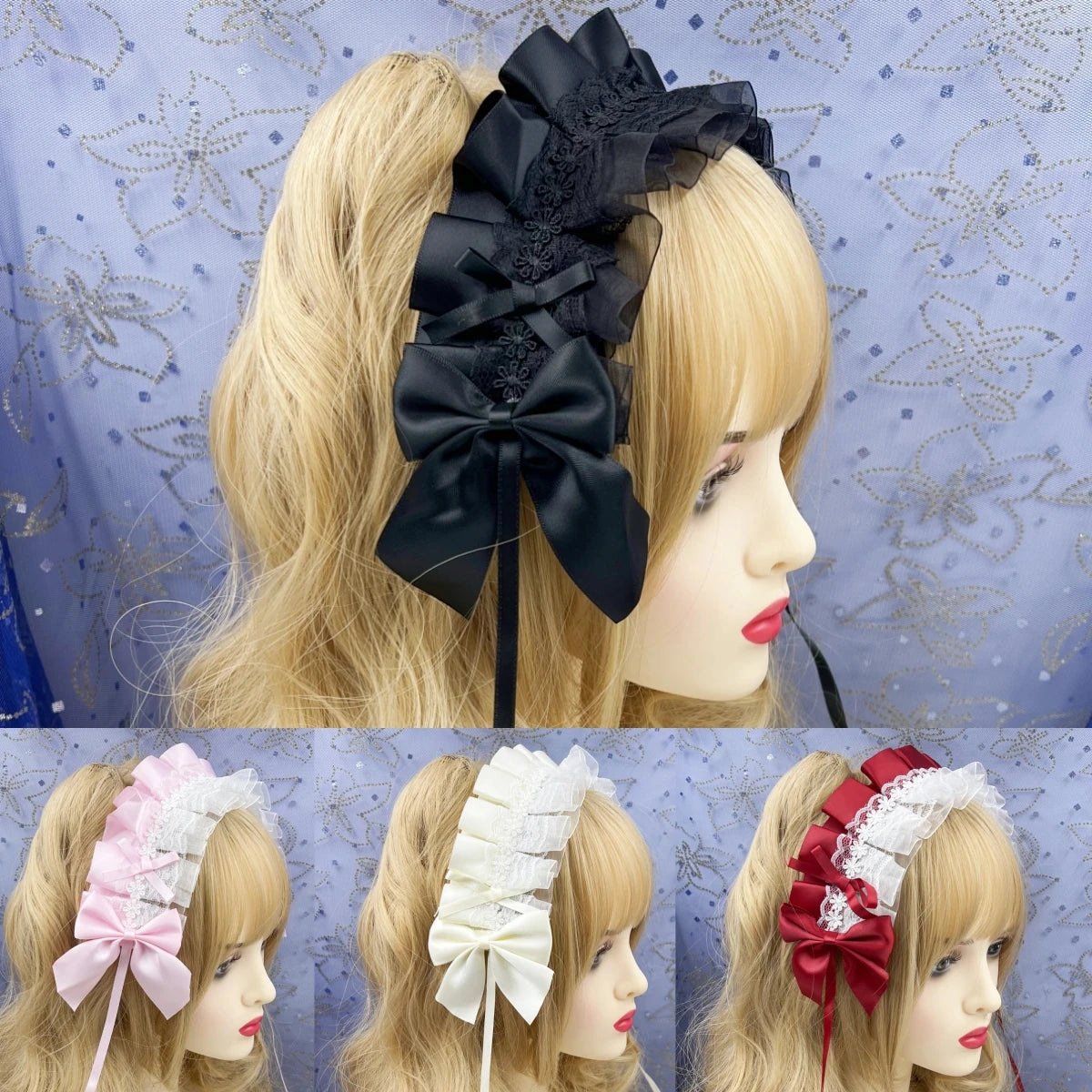 Cute Anime Maid Hair Hoop Headband Lolita Lace Flower Accessory Handmade 🎀🌸