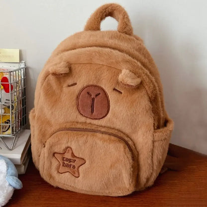 Adorable Kawaii Capybara Plush Backpack 🐾 | Funny Cartoon Crossbody Tote Bag with Large Capacity 💖